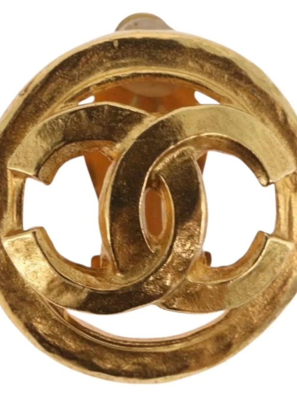CHANEL COCO Mark Earring Metal Gold Tone CC Auth 187301M